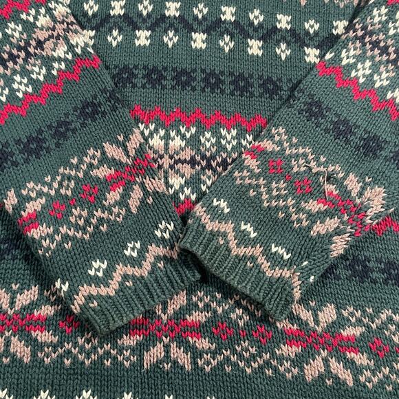 Vintage Eddie Bauer Sweater Women Large Red Nordic Fair Isle Roll Neck Holiday - Picture 4 of 15